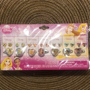 Disney Princesses Rings & Stick On Earrings